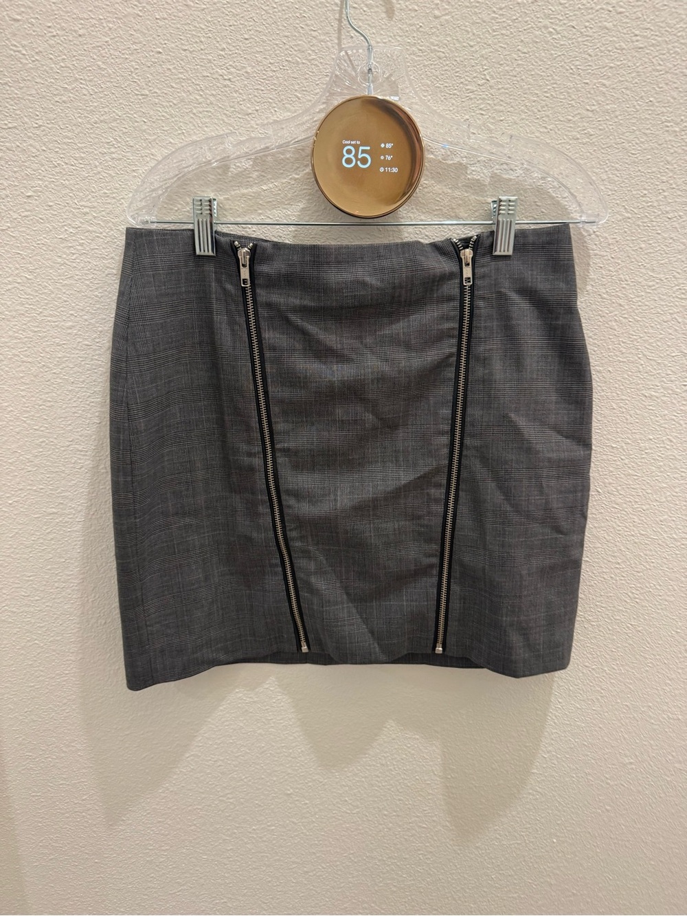 The Kooples Gray Mini Skirt with Dual Front Zippers